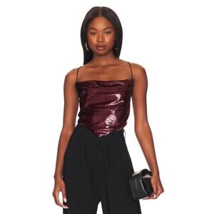 L'Academie Palmer Top Strappy Open Back Burgundy size XL